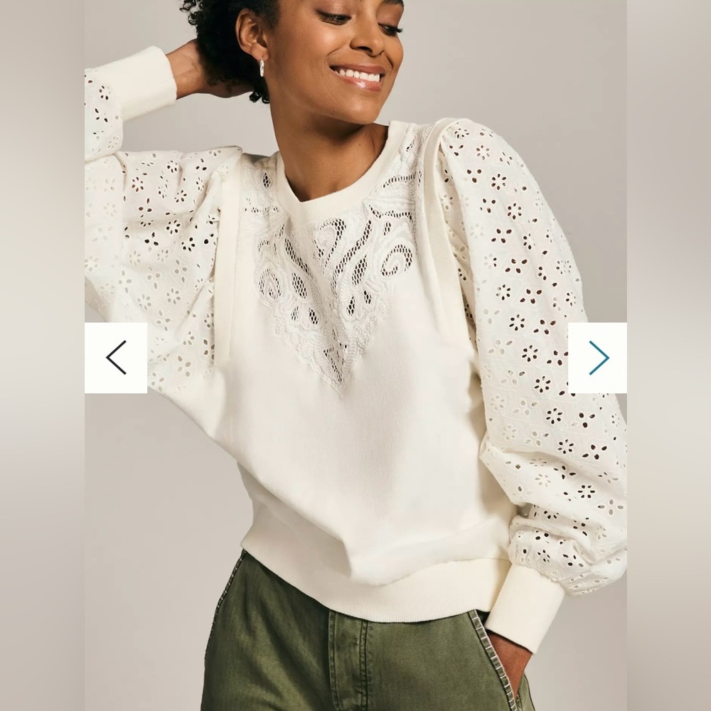 Pilcro Washed Eyelet Sweatshirt